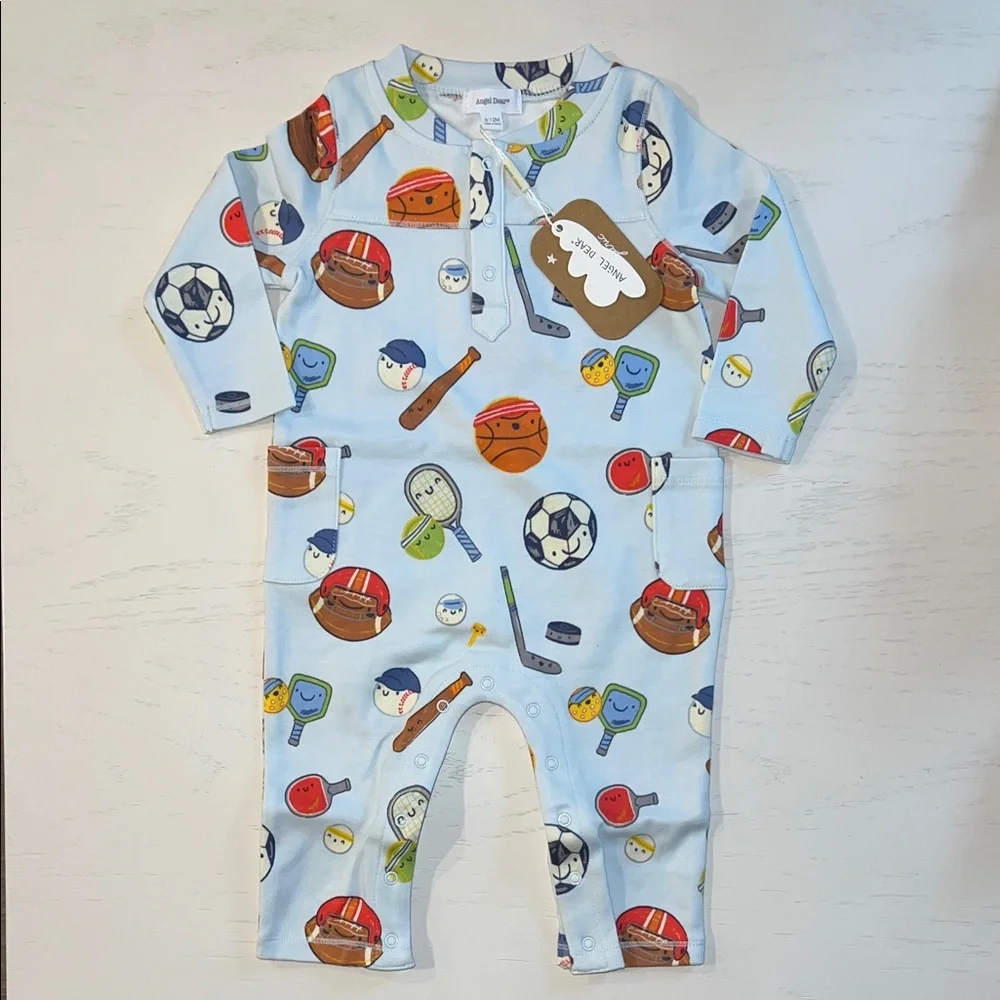 Angel Dear Blue Sports Ball Friends Romper 12-18 months